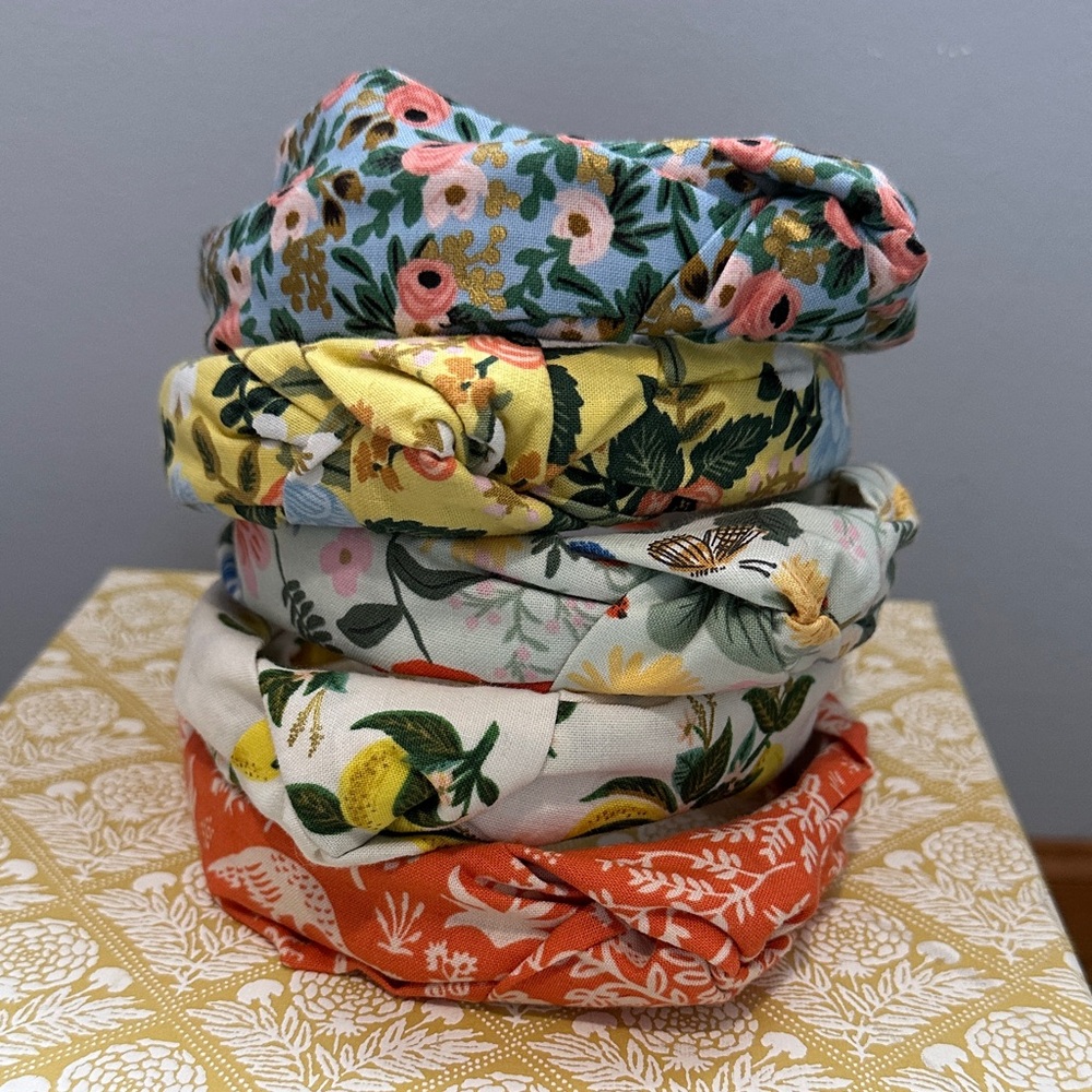 5 Floral Patterned Headbands Set with Rifle Paper Co Fabric